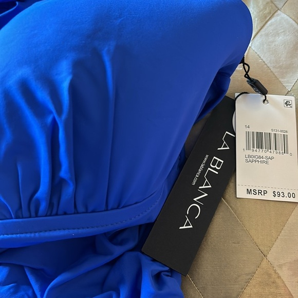 La Blanca Women's Island Goddess Halter Tankini Swimsuit Top, Sapphire, 14 - Picture 5 of 6